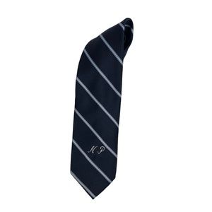 Vintage Carson Pirie Scott Navy Blue Striped Polyester Monogrammed NP Tie